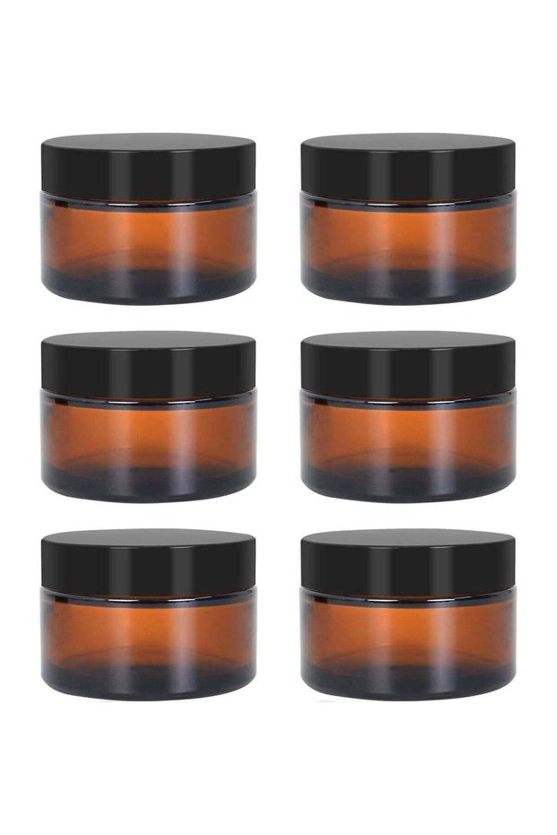 50ml Amber Glass Jars with Lids - 6 Pcs Cosmetics Jars, | Airtight Refillable Containers for Creams