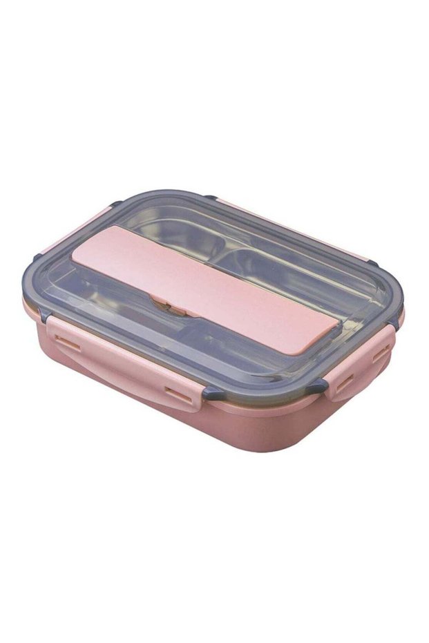 Lunch Pack Box with Divider, Bento Box, Container with Lid, 4 Compartment Bento Box, Square Lunch B
