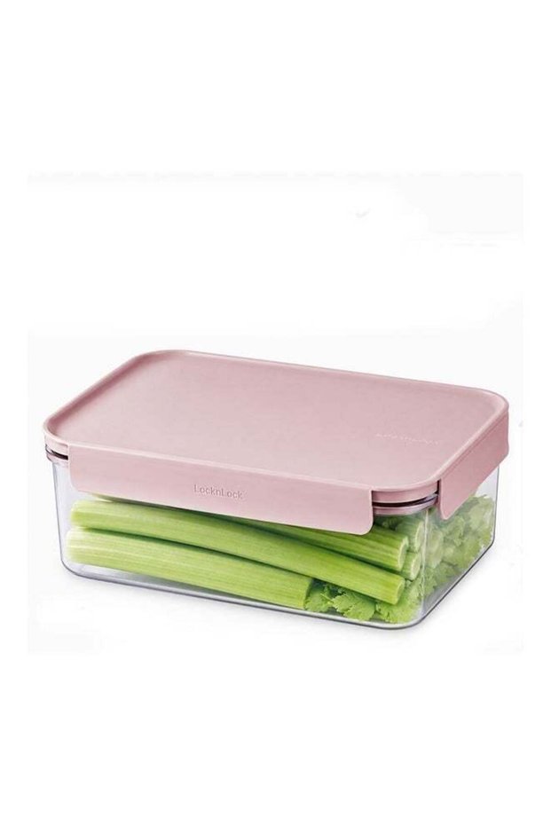 LocknLock Classic Plus Rectangle Food Container – 2.8L Pink, 4-Side Locking, Stackable & Leakproo