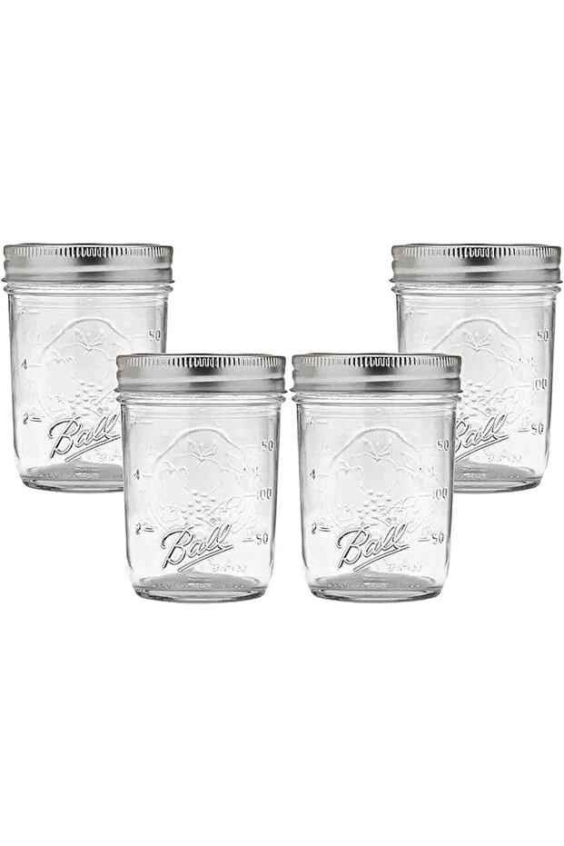 Wide Mouth Mason Jars 500 ML Non Slip Jar - Set of 4 Pcs Mason Jars - Canning Glass Jars with Lids