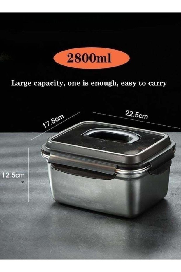 304 Stainless Steel Crisper With Lid Sealed Lunch Box - 2800ML