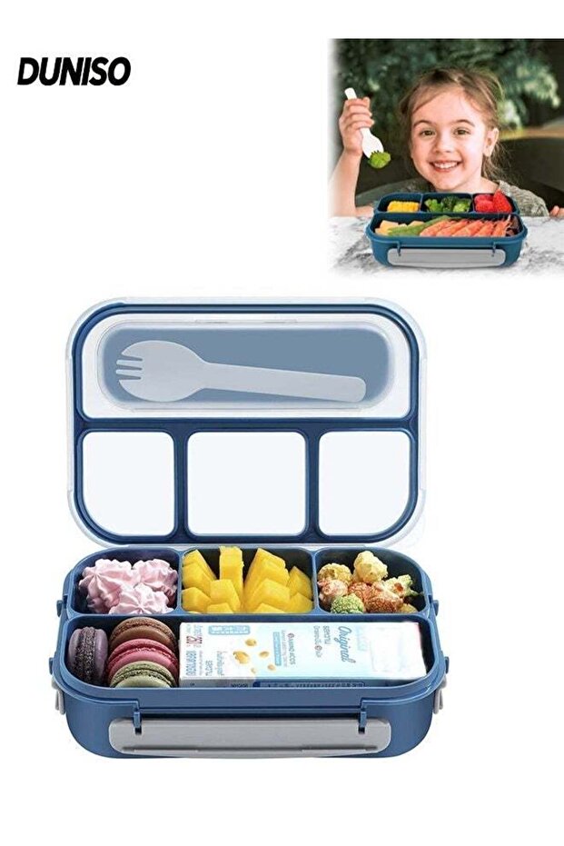 4-Compartment Lunch Box, Leak-Proof Divided Bento Container with Lid,Microwave & Freezer Safe,with