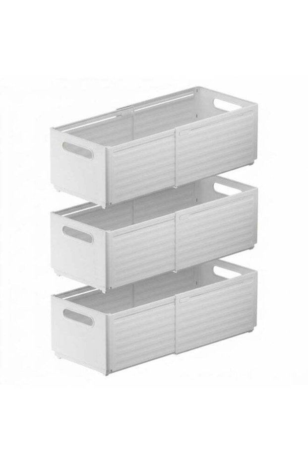3-Piece Retractable Storage Rack Set, White