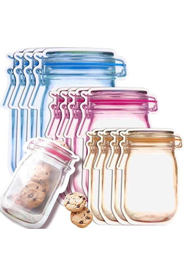 30 PCS Jar Ziplock Bags Storage, Reusable Freezer Bags for Snack Sandwich Nuts Cookies Airtight Zip