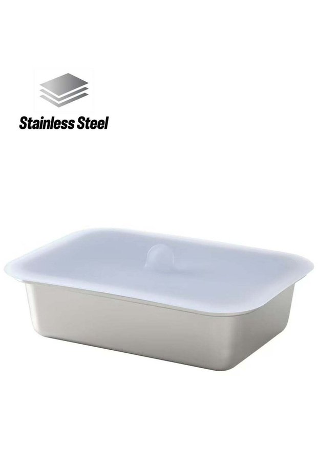 Food container with lid rectangular stainless steel silicone 1.0 l
