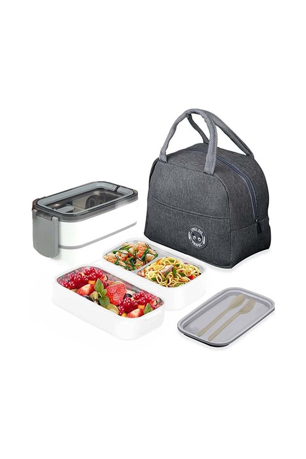Stainless Steel Lunch Box, Insulated Bento Box for Kids & Adults, Multifunctional Food Container wi