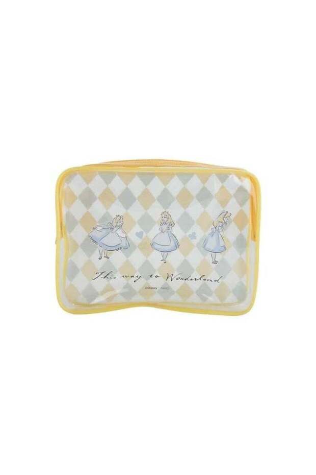 DAISO Alice In Wonderland Vinyl Gusset Pouch - Yellow