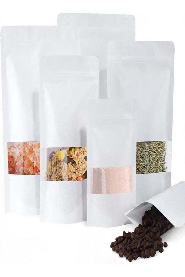 VELEXE Reusable Zip Lock Stand Up Pouches | Size: 100mm*150mm | Capacity: 50 Grams | Pack of 50 | M