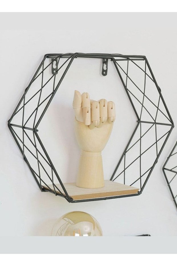 Hexagonal Floating Shelf Stylish Wall Storage Rack Black