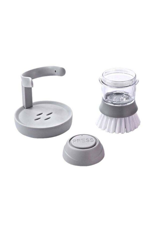 Liquid Storage Cleaning Brush Grey/Clear 9x9x12.5cm