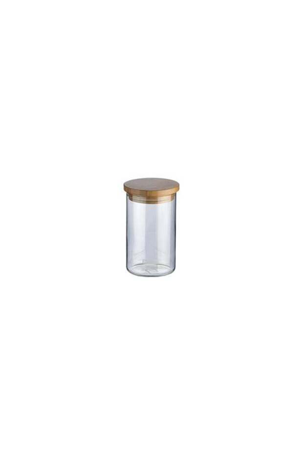 Round Shape Food Storage Jar Clear/Beige 17x10.4cm