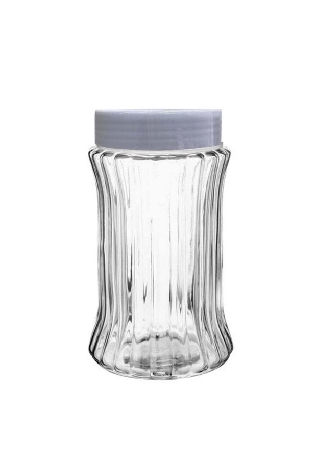 1.5 Liter Clear Striped Glass Condiment Jar (Puzzle Style) with Airtight Lid