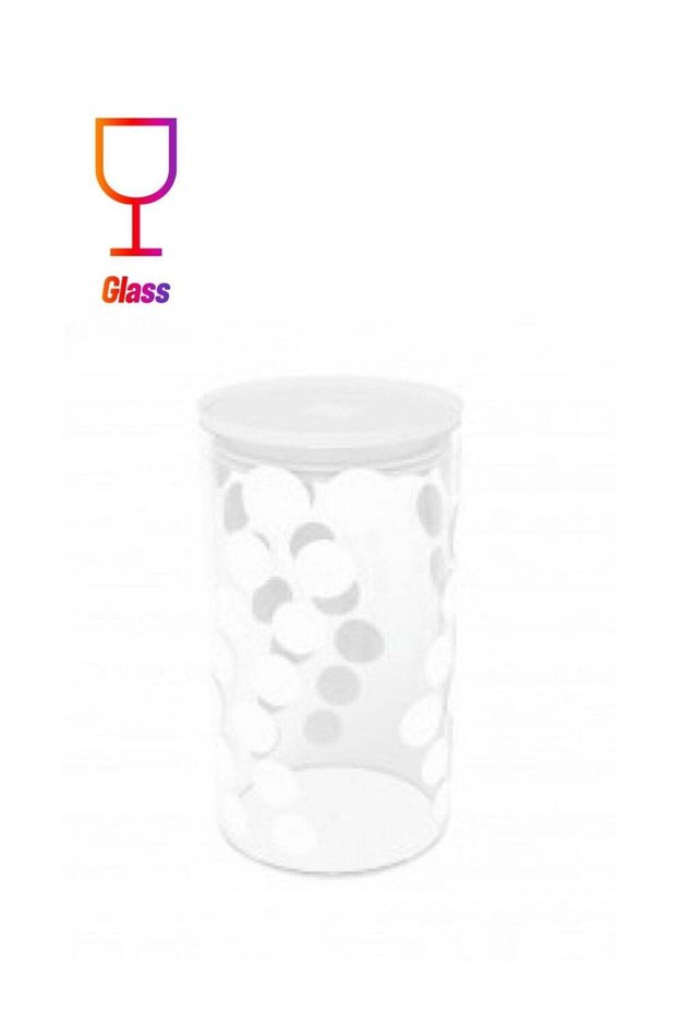 Dot Printed Design Storage Jar White