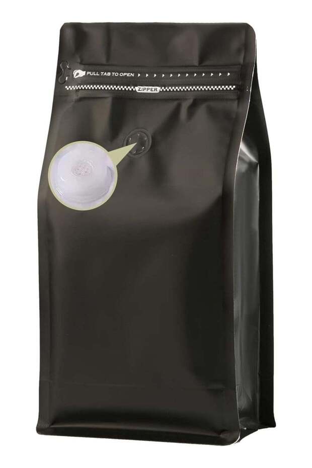 Coffee Bags With Valve (16 oz, 1 lb, 25pcs) - Black High Barrier Aluminumed Foil Flat Bottom Heat S