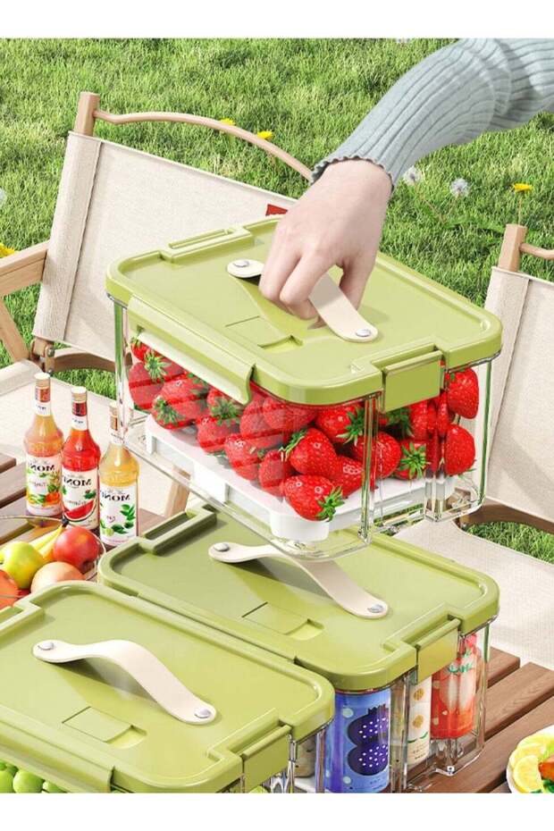 Fridge Organizers Stackable Refrigerator Storage Containers Clear Crisper Box with Drainage Board a