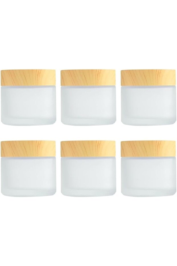 6 Pcs 2 Oz Frosted Glass Jar, 60ml Empty Cream Jar, Travel Sample Jar, Refillable Makeup Jar Pot, L