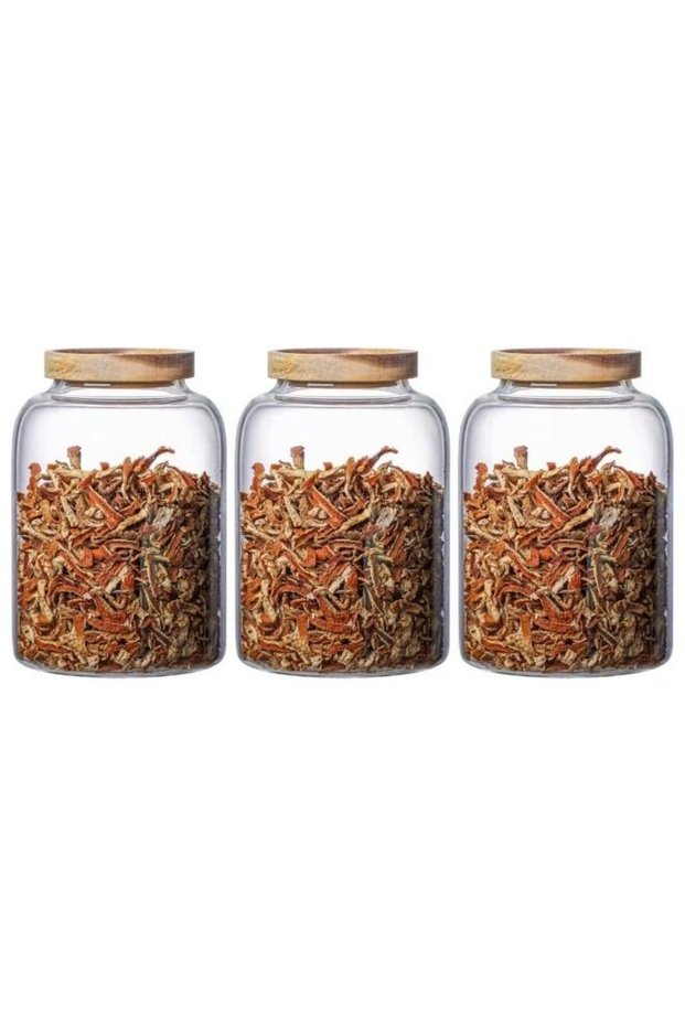 Airtight Glass Storage Jar with Acacia Wood Air-tight Lid,3 Pack Borosilicate Glass Kitchen Caniste