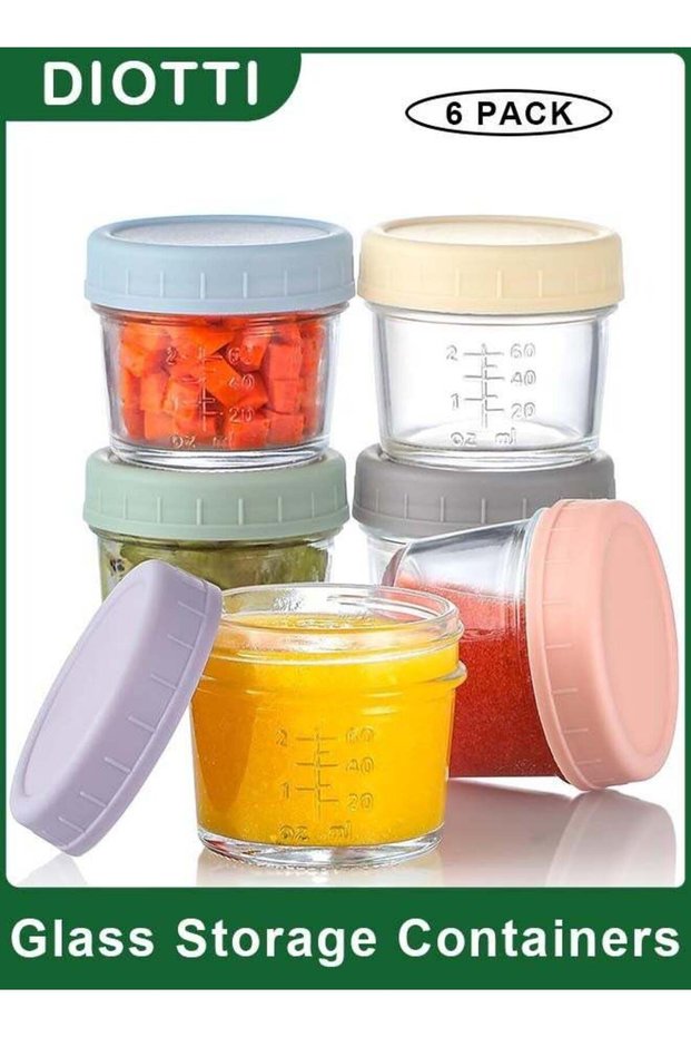 6-Pack 120ml Glass Food Storage Containers with Leakproof Airtight Lids, Reusable, Baby-Safe Jars f