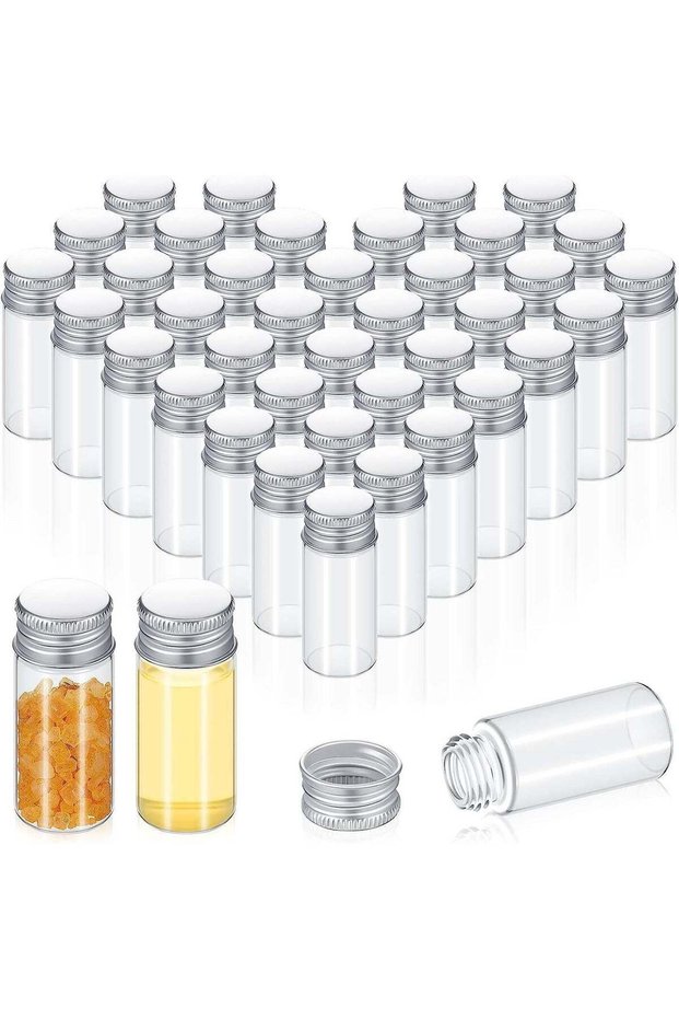 100 Pack Clear Mini Glass Bottles with Screw Caps - 10ml Sample Jars for DIY, Cosmetics, Jewelry &