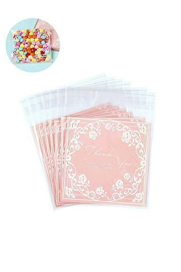 100Pcs Adhesive Candy Bag, 4x5 Inch OPP Cellophane Thank You Note Bags with Adhesive Sealing Closur