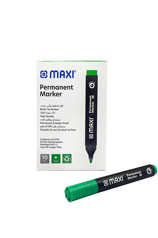 Maxi Permanent marker with Bullet tip 10pc Green