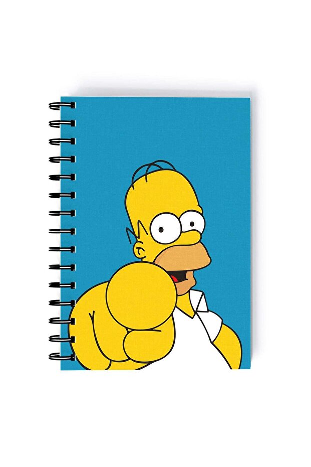 Homer Simpson Printed Spiral A5 Notebook Beige/Red/Blue