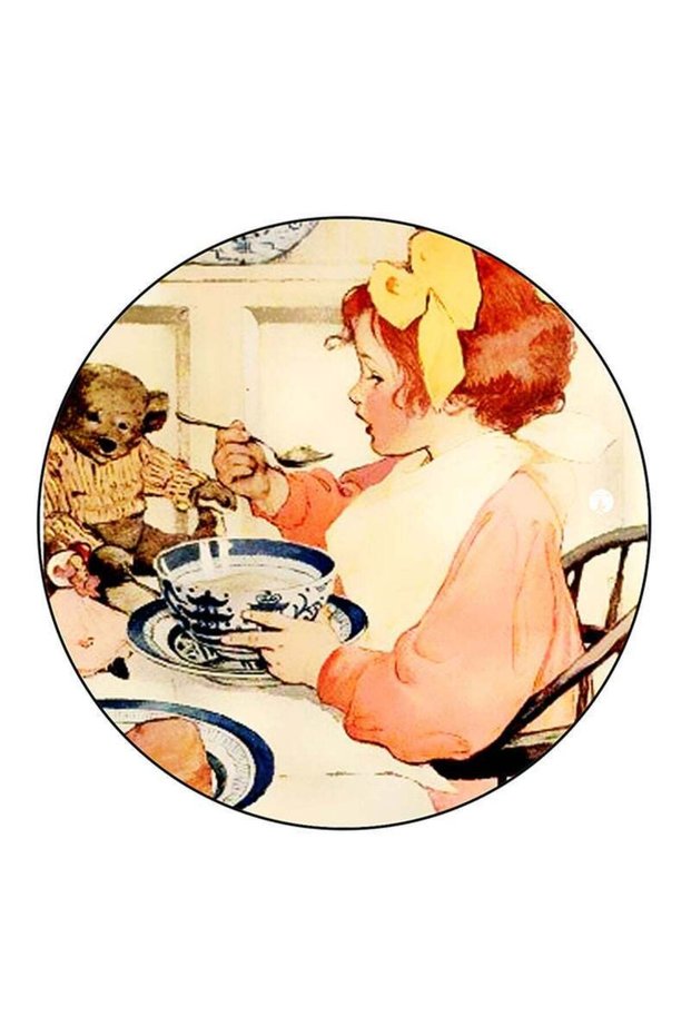 Vintage Art Printed Large Round Pin Badge Multicolour