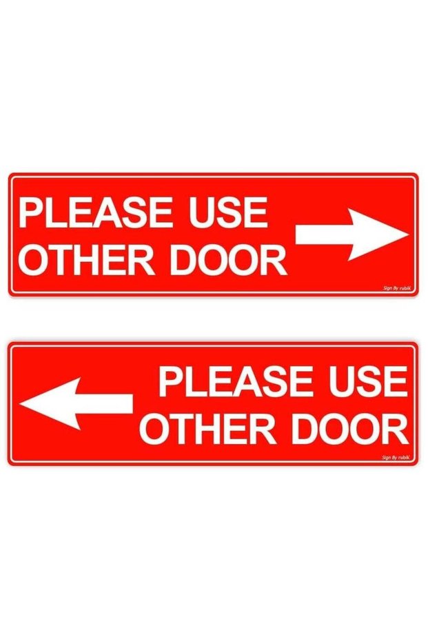 2-Pack Please Use Other Door Self Adhesive Signs, Removable Weather Resistant Reflective Long Lasti