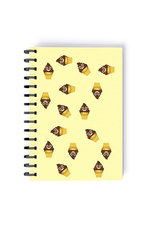 Spiral A5 Notebook Pattern Ice Cream Yellow Aesthetics
