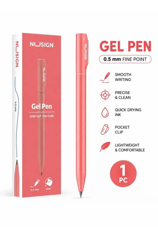 1-Piece Gel Ink Pen 0.5mm Tip Blue Ink Pink Body