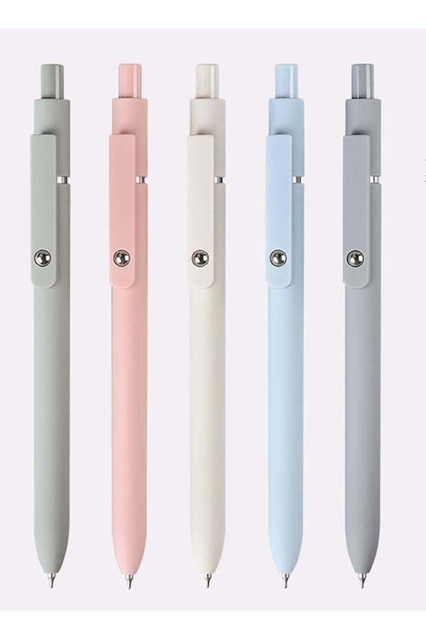 5-Piece Set of Retractable Gel Pens - Quick-Dry Ink, 0.5mm Fine Point, Multi-Colored for School, Of