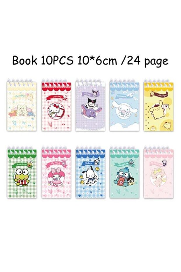 Kuromi Theme Mini Notebook 10 Pack 10x6cm 24 Pages Cute Portable Stationery