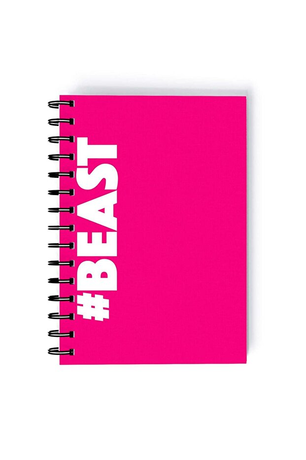 Spiral A5 Notebook Typography Motivational Quote Beast Pink Aesthetics