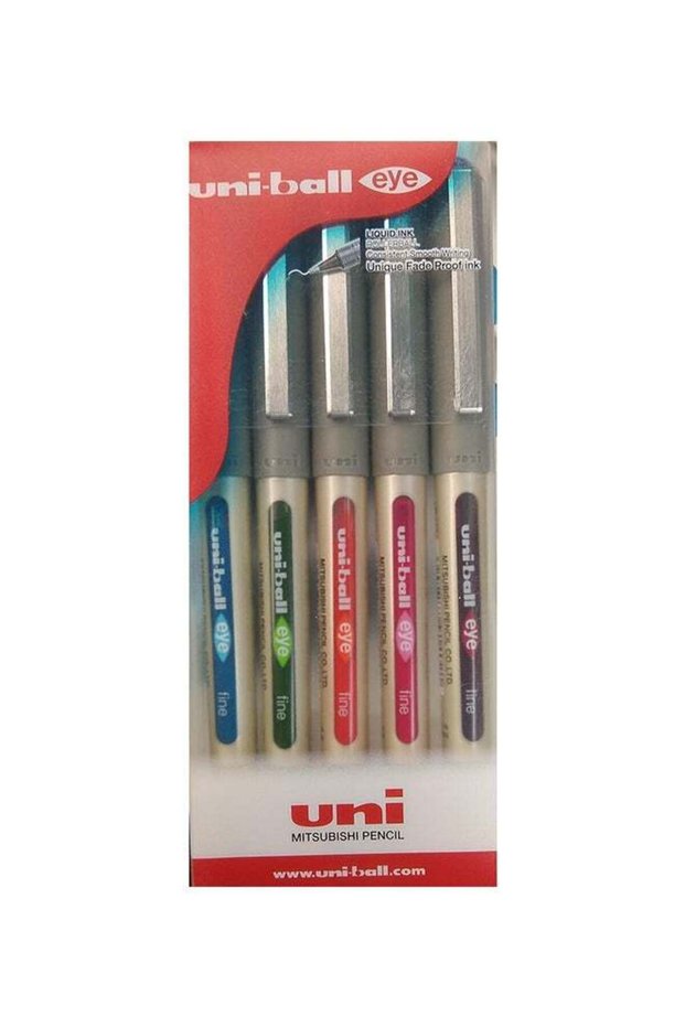 5-Piece Eye Fine Rollerball Pen Set,0.7 mm Multicolour