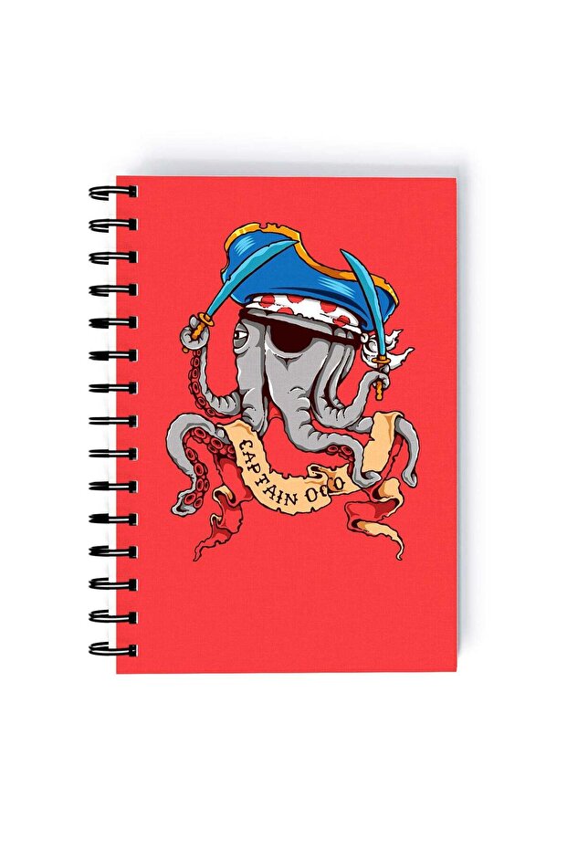 Captain Octopus Quality Rectangle Spiral A5 Notebook Multicolour