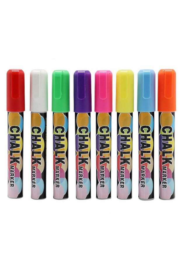 8 Pack Liquid Chalk Markers Colorful Erasable Chalkboard Pens for Glass Windows Blackboard 6mm Reve