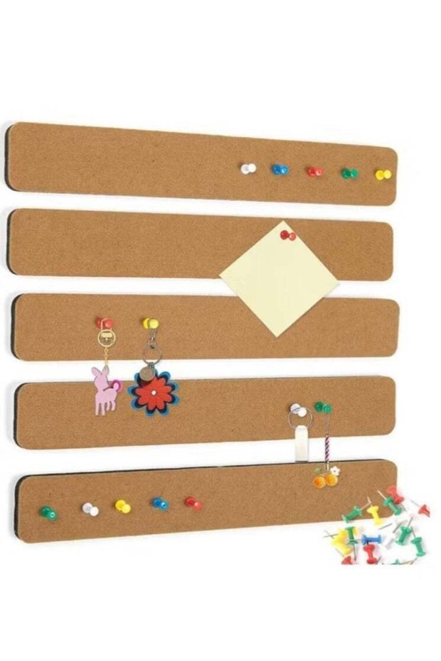 5 Pack Bulletin Board Strips, COIDEA Felt Pin Board Bar with 35 Push Pins Self-Adhesive Felt Bullet