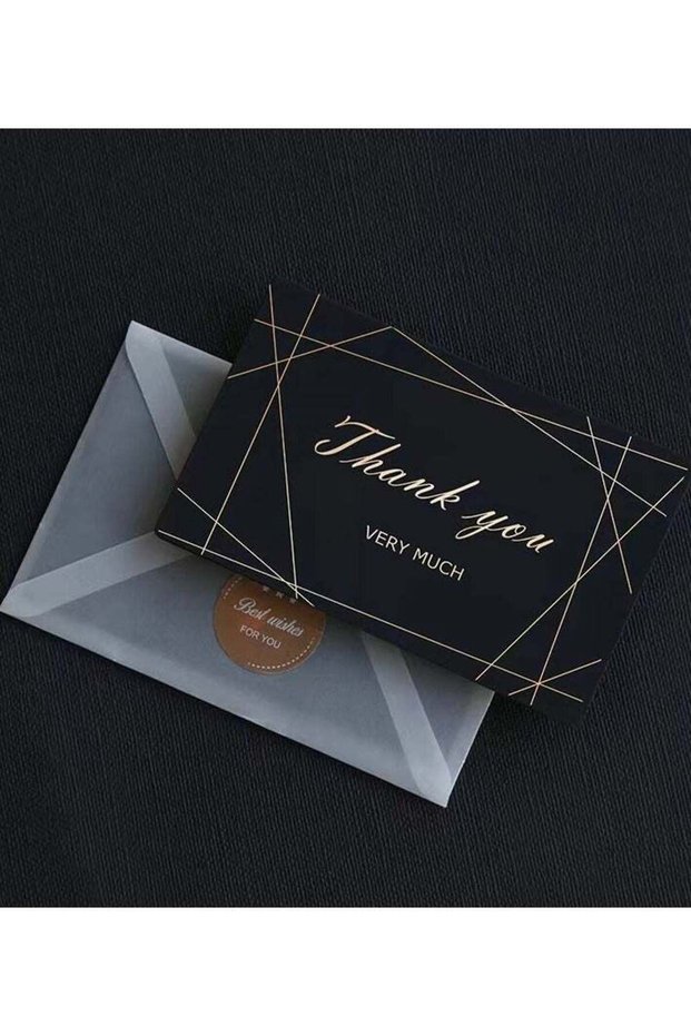 Premium Thank You Card with Gold Embossing,Black & Gold Foil Elegant Thank You With Envelope And S