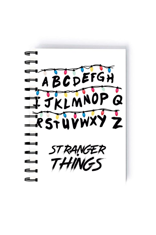 Stranger Things Bulb Printed Spiral A4 Notebook Black/Red