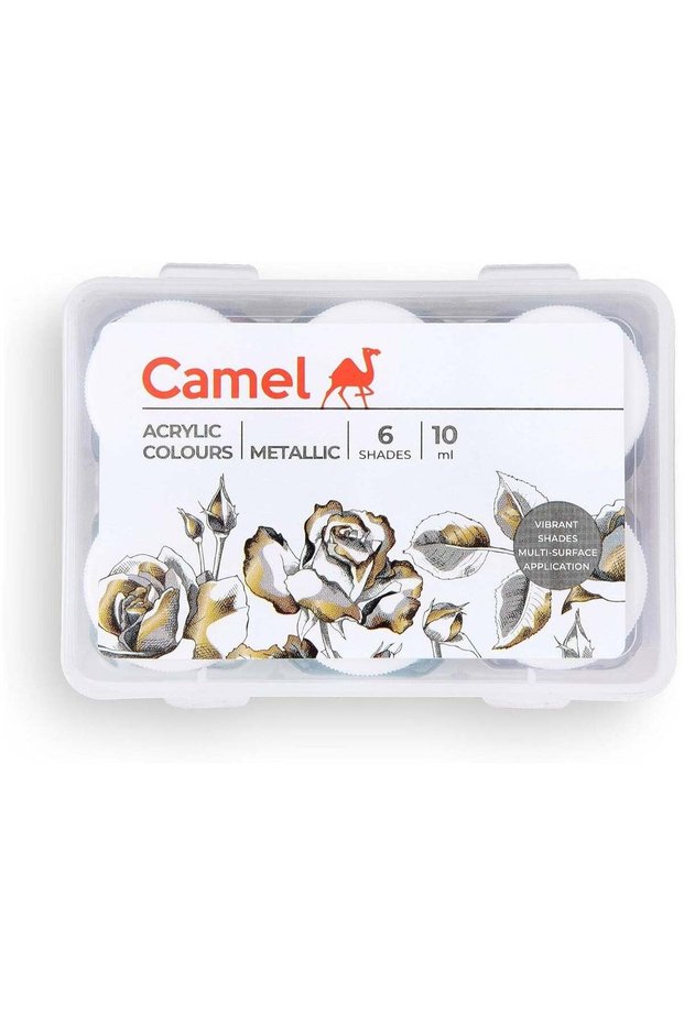 Camel Fabrica Acrylic Metallic Color - 10ml each, 6 Shades