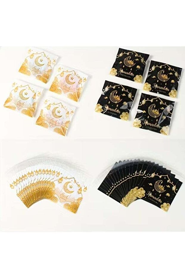 100PCS Eid Mubarak Gift Bags – Islamic Ramadan Candy & Cookie Treat Bags for Eid Al Fitr Party Deco