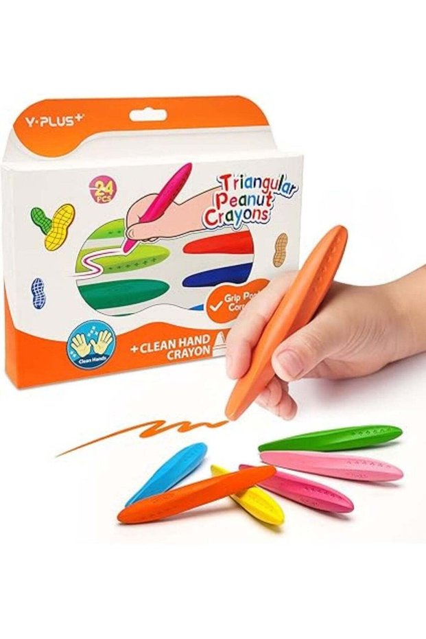 Triangle Peanut Crayons for Kids - Non-Toxic, Washable Coloring Art Supplies for Toddlers, Perfect