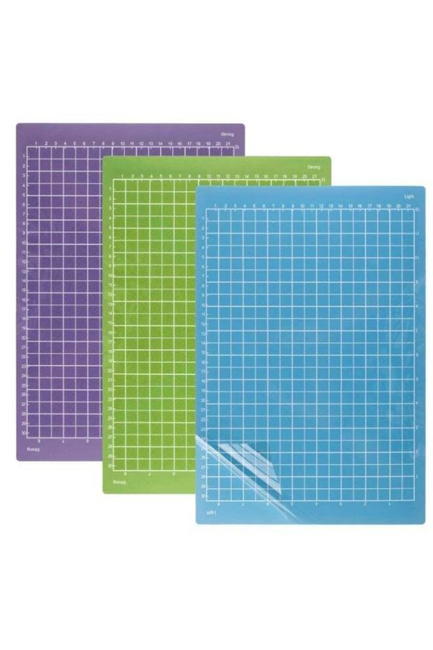 3-Pack Cutting Mats - 8.5"x12" Light/Standard/Strong Grip Set with Protective Films | PVC Reusable