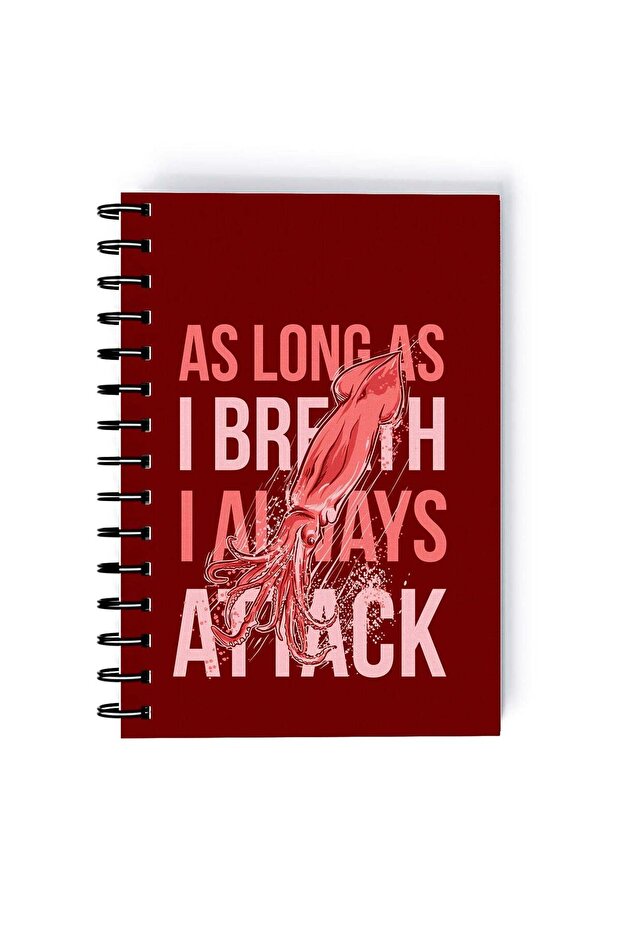 Spiral A5 Notebook Wild Animals Lobster Attack Quote Red Aesthetic