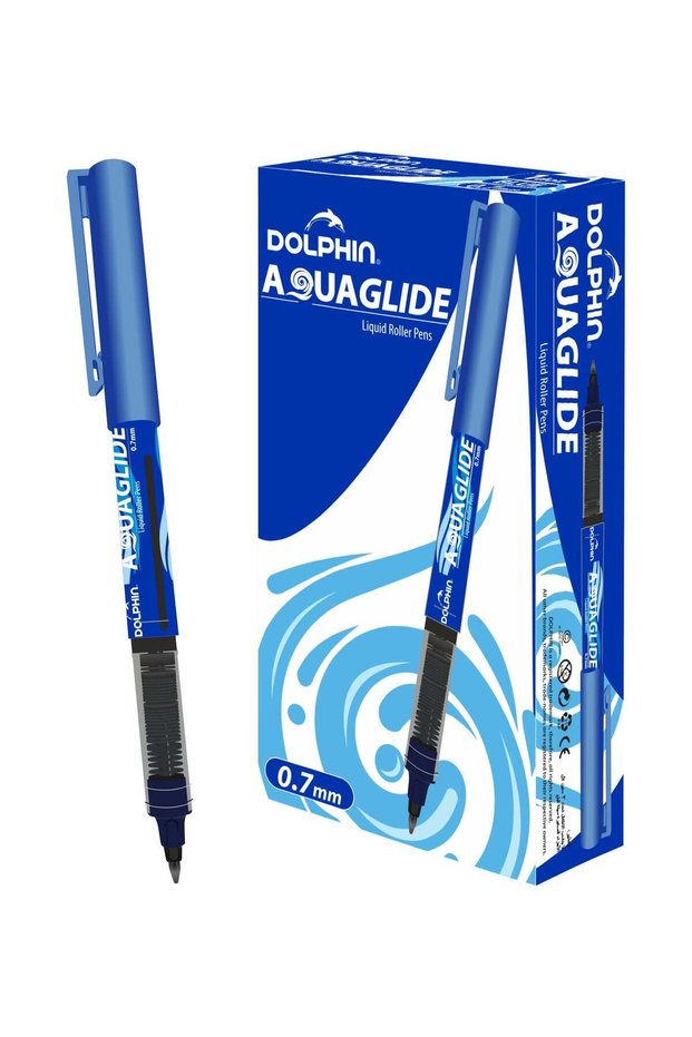 Dolphin Aqua Glide Rollerball Pen Blue Ink 0.7mm Ultra Smooth Writing blue