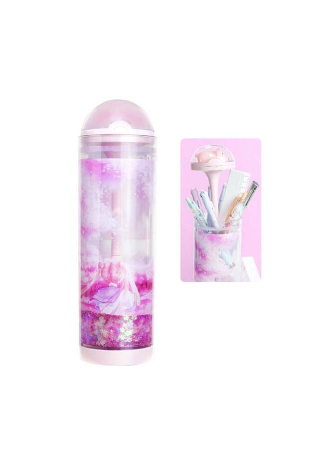 Nbx Lifting Pencil Case 360-degree Quicksand Cute Cartoon Pattern Transparent Stationery Box Standi