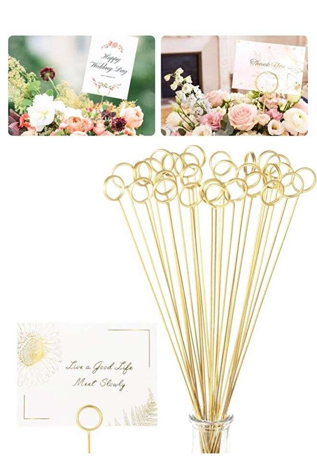 20PCS Gold Round Metal Wire Table Card Photo Holder Clips