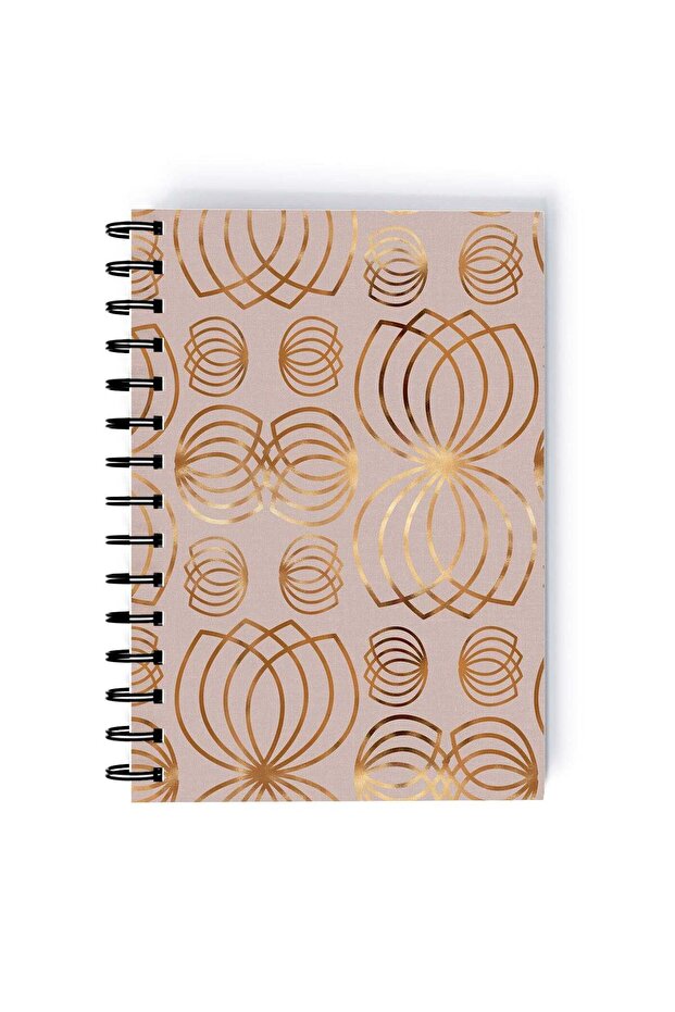 Spiral A5 Notebook Floral Motifs Beige and Brown Aesthetics