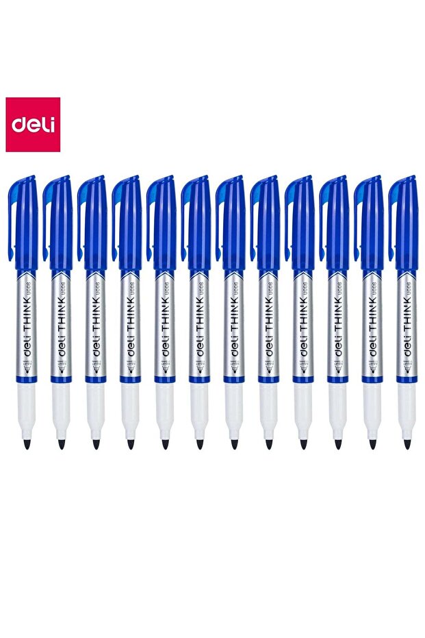 12-Piece Slim White Board Marker Bullet Tip Blue Ink