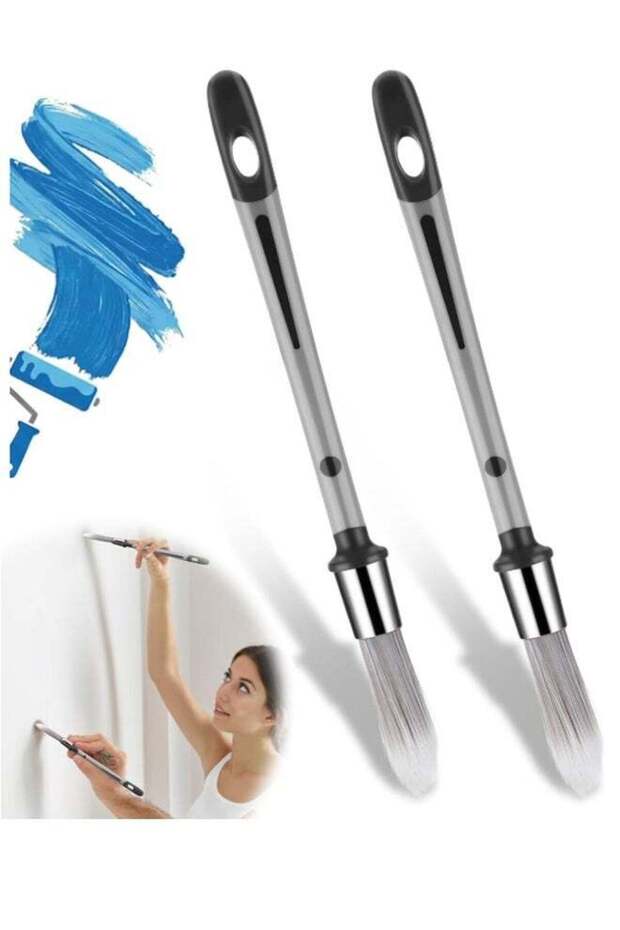 2 Pcs Edge Paint Brush, 0.45 Inch Width for Decorating Trim Touch Up, Stain Brush for Wall Corners,